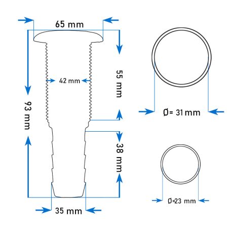 Vízkifolyó csőcsonkkal Ø35 93mm fehér