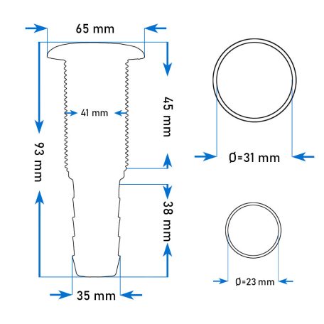 Vízkifolyó csőcsonkkal Ø35 93mm fekete