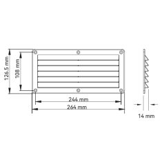 Szellőzőrács műanyag fehér  264 x 126,5 mm SEAFLO