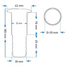 Vízkifolyó cső csőcsonkkal Ø30 100mm fekete