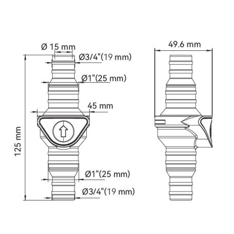 Visszacsapó szelep 19/25 -19/25 mm egyenes SEAFLO