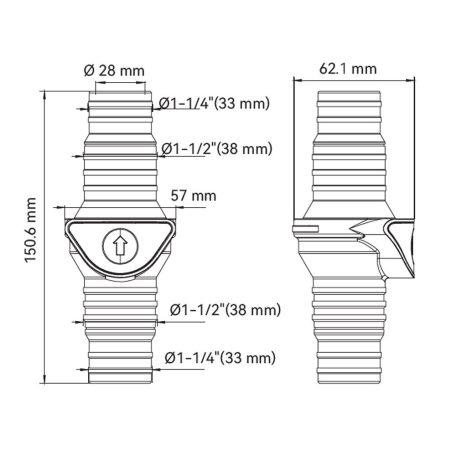 Visszacsapó szelep 33/38 -33/38 mm egyenes SEAFLO