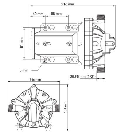 Önfelszívó nyomáskapcsolós membránszivattyú 18,9 l/perc 12V SEAFLO 51
