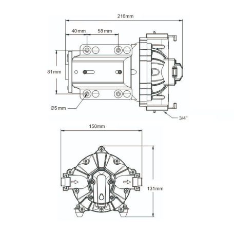 Önfelszívó nyomáskapcsolós membránszivattyú 18,9 l/perc 12V SEAFLO 52A