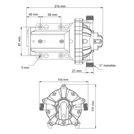 Önfelszívó nyomáskapcsolós membránszivattyú 18,9 l/perc 12V SEAFLO 55