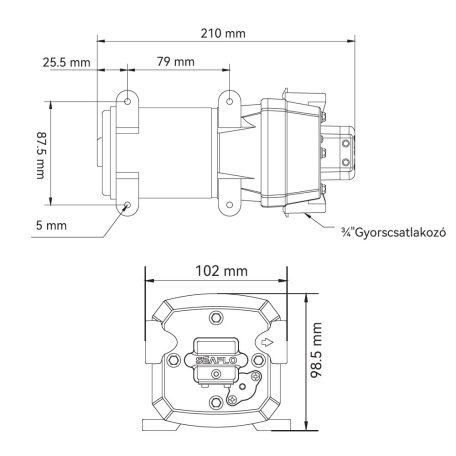 Önfelszívó nyomáskapcsolós membránszivattyú 12,5 l/perc 24V SEAFLO 41 Short