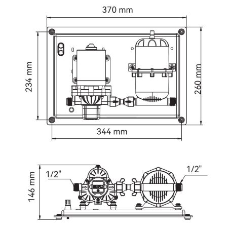 Házi vízmű tágulási tartállyal 11,3 l/perc 12V SEAFLO 33