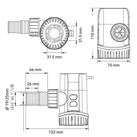 Fenékszivattyú MANUÁLIS 70l/perc 12V SEAFLO 13A