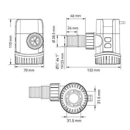 Fenékszivattyú AUTOMATA időkapcsoló 37l/perc 12V SEAFLO 13B