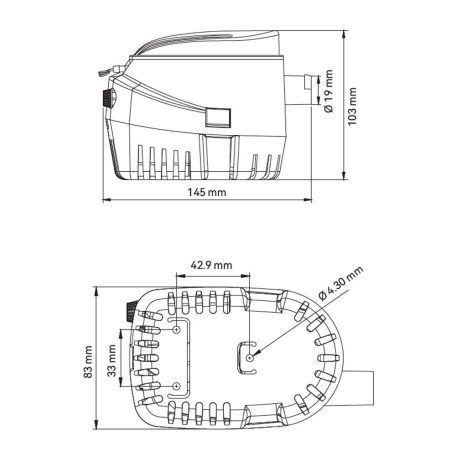 Fenékszivattyú AUTOMATA úszókapcsolóval 37l/perc 12V SEAFLO 06