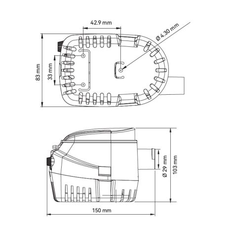 Fenékszivattyú AUTOMATA úszókapcsolóval 70l/perc 24V SEAFLO 06