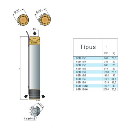 Calpeda 6SD 18/3 csőkút szivattyú