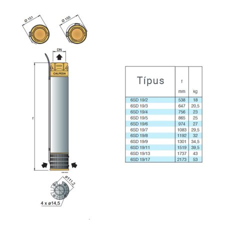 Calpeda 6SD 19/6 csőkút szivattyú