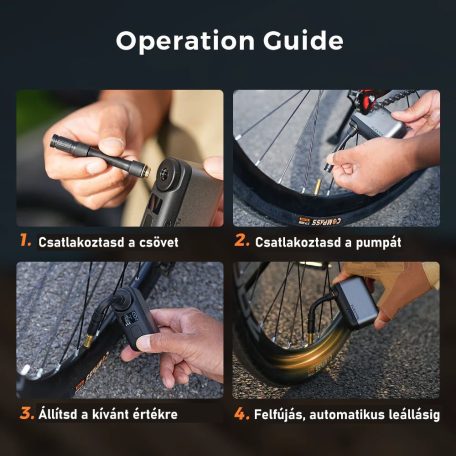 Tiny Bike Pump Pro – Hordozható elektromos kerékpárpumpa LED kijelzővel 120 PSI FLEXTAIL