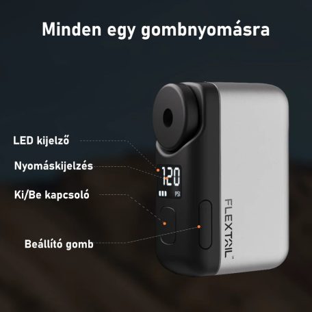 Tiny Bike Pump Pro – Hordozható elektromos kerékpárpumpa LED kijelzővel 120 PSI FLEXTAIL