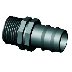 Műanyag tömlőcsatlakozó 20x3/4" KM bordás