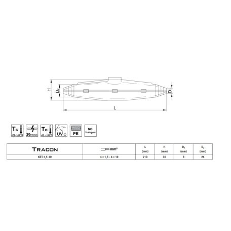 TRACON KET-1,5-10 Öntőgyantás egyenes kábelösszekötő készlet 4x1,5 - 4x10 mm2